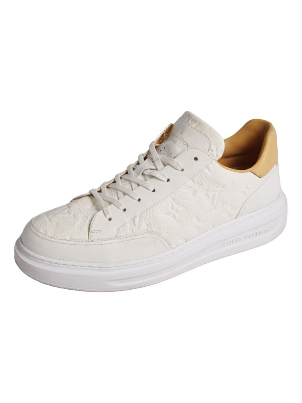 Louis Vuitton Sneakers Beverly Hills Low Cut Monogram Shoes Leather White 7.5